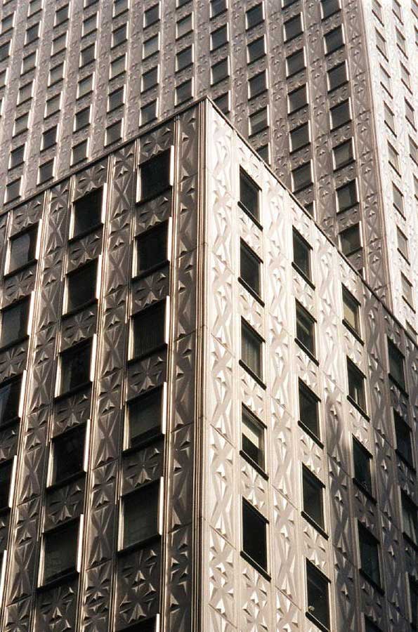 Designs of Stainless Steel Embossed Panels Cladding on the Exterial Wall of Socony-Mobil Building