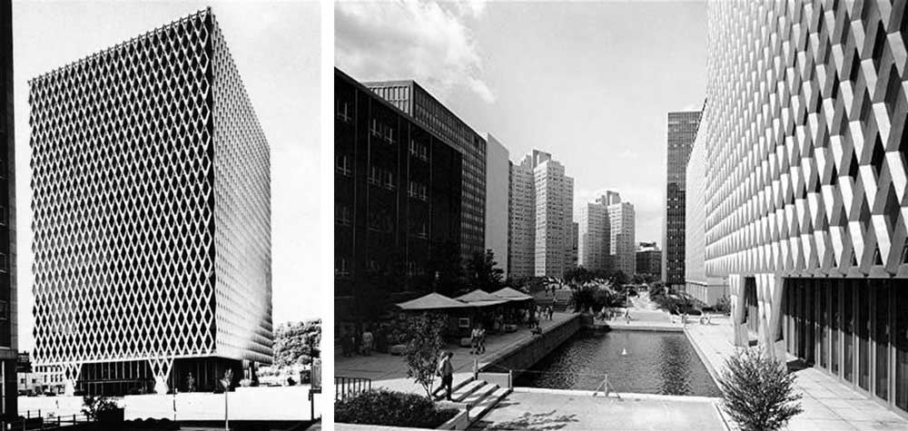 The IBM Building Completed in 1963 & The IBM Building with the Southernmost End of Equitable Plaza.