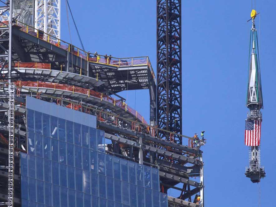 The Antenna of One WTC Hoisted into Place (Photo Courtesy Thyssenkrupp 2025)