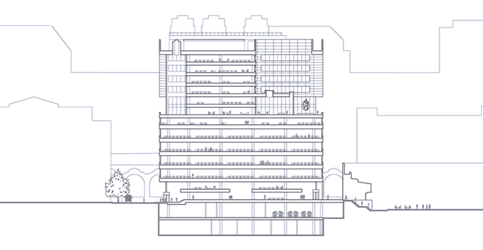 The Drawing of 13-Story Broadgate, London, UK (Photo Courtesy of Ongreening 2021)