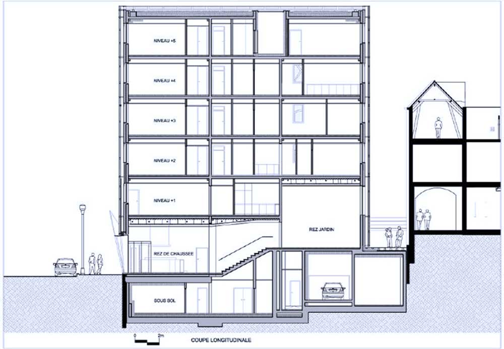 The drawing of the 7-floor Headquarters of the Brussels Francophone (Photo Courtesy of Divisare srl 2026)