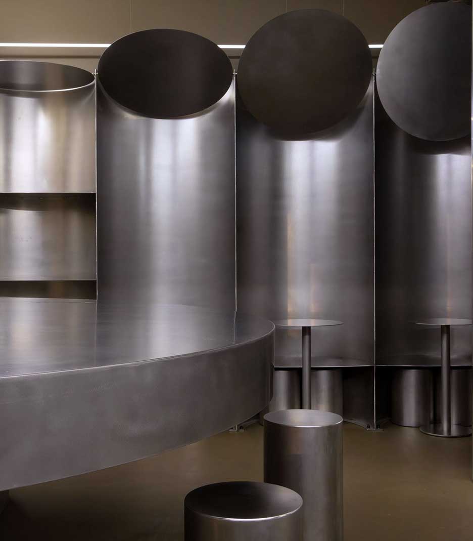 Stainless Steel Sheets Applied to Simple Coffee Paris (Photo Courtesy of Jane Englefield & Dezeen 2025)